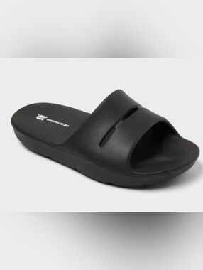 All In Motion  UNISEX Slip On Slides Sandals Size 8 Black Arch Support